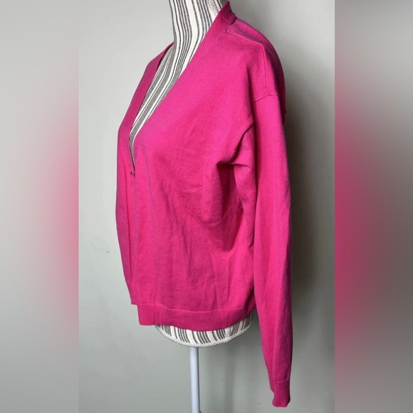 RILEY&RAE Womens Pink Stretch Ribbed Long Sleeve Button Up Sweater S Barbie - Picture 4 of 6